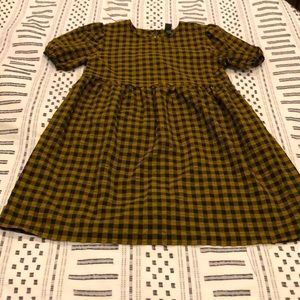 Mustard and Black Gingham Dress
